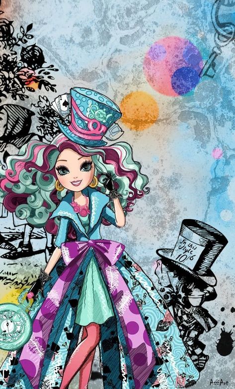 Ever After High Maddie Hatter, Ever After High Wallpaper, Ever After High Madeline Hatter, Maddie Hatter, High Wallpaper, Ever After High Rebels, Madeline Hatter, Doll Backgrounds, Princesas Disney Anime