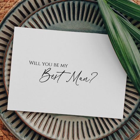 Modern Classic Wedding Best Man Proposal Card Wedding Bridesmaid Proposal, Wedding Maid Of Honor, Maid Of Honor Proposal Card, Wedding Best Man, Modern Classic Wedding, Best Man Proposal, Simple Calligraphy, Groomsman Card, Groomsman Proposal