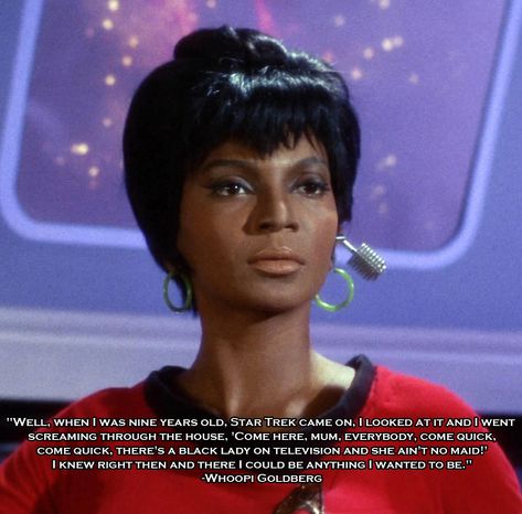 “When I was 9 years old, Star Trek came on…” ~ Whoopi Goldberg Nichelle Nichols, Star Trek 1966, Mr Spock, Star Trek Original Series, Star Trek Tv, Star Trek Characters, Star Trek Original, Star Trek Universe, Star Trek Tos