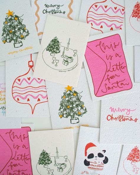 Wedding and Event stationery | Plantable Cards 🌼 on Instagram: "Plantable Christmas cards and gift tags 🎄All our cards are hand drawn and printed on seeded paper that bloom into native daisies 🌼 #letwordsbloom" Hand Drawn Xmas Cards, Diy Letter To Santa, Crafty Card Ideas, Aesthetic Christmas Card Design, Envelope Design Christmas, Diy Christmas Cards Aesthetic, Christmas Envelope Ideas, Cute Christmas Cards Diy, New Year Cards Handmade Ideas