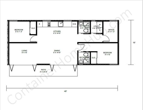 40 Foot Container House Plans, Shipping Container Floor Plans, Container Floor Plans, Shipping Container Home Floor Plans, Container Home Floor Plans, House Floorplan, 40ft Shipping Container, Kitchen Floor Plan, 3 Bedroom Floor Plan