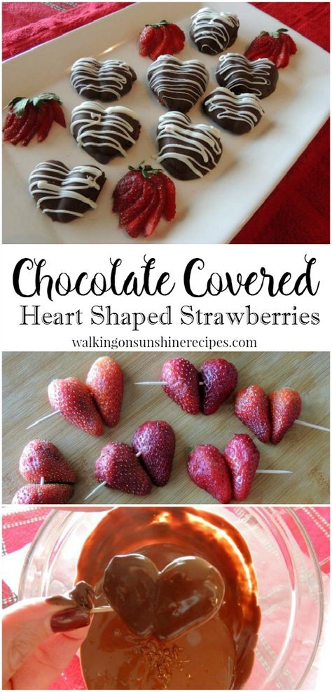 Heart Shaped Strawberries, Chocolate Covered Strawberry Recipe, Super Easy Desserts, Valentines Baking, Chocolate Covered Strawberry, Valentines Day Chocolates, Dessert Simple, Valentine Desserts, Valentines Day Desserts