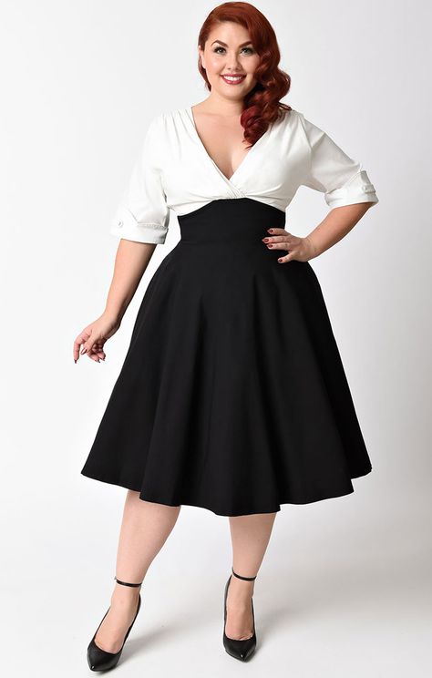 Vintage Outfits Plus Size, 1950s Fashion Dresses, Plus Size Vintage Dresses, Rock Dresses, Vintage Plus Size, Vintage 1950s Dresses, 1950s Style, Plus Size Vintage, Vestidos Vintage