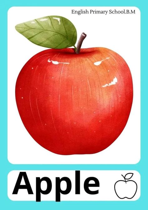 Apple Flashcard, Fruits Flashcards, Dancing Drawings, Fruits And Vegetables, Kids Learning, Apples, Dancing, Collage, Drawings