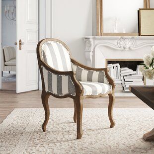 Kelly Clarkson Home Moran 73.66Cm Wide Club Chair | Wayfair Wide Awning, Decorative Chairs, Chair Whimsy, Country Office, Ohio House, Kelly Clarkson Home, Linen Armchair, Chair Makeover, Wood Arm Chair