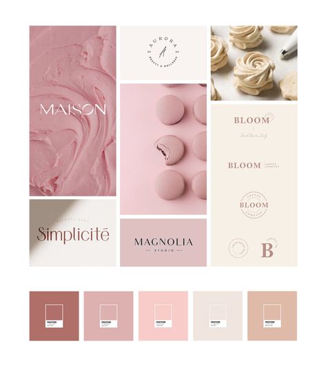 Pink And Gold Branding, Jewelry Color Palettes, Modern Branding Color Palette, Planner Logo, Jewelry Logo Design, Business Branding Inspiration, Mood Board Template, Feminine Branding, Online Logo Design