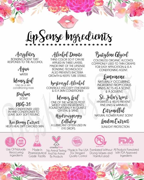 LipSense ingredients Lipsense Party, Lipsense Combos, Lip Sense, Senegence Distributor, Product Knowledge, Senegence Makeup, Senegence Lipsense, Lipsense Colors, Anti Aging Oils