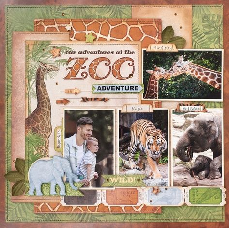 Jungle Scrapbook, Zoo Scrapbook Layouts, Genealogy Scrapbook, Safari Scrapbook, Stickers Storage, Aquarium Pets, Fernandina Beach Florida, Boy Scrapbook Layouts, Zoo Aquarium