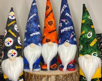 Gnome Gifts | Etsy Gnomes Diy, American Football Team, Diy Gnomes, Gnome Patterns, Gnomes Crafts, Mythological Creatures, Professional Football, Football Gifts, Hand Painted Wood