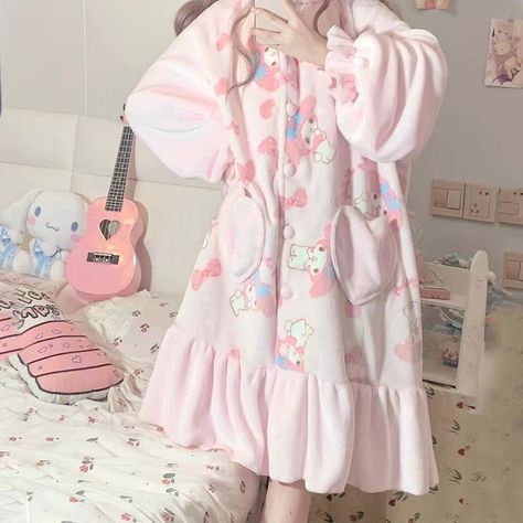 Pajamas Dress, Nightgown Sets, Winter Pajamas, Pajama Dress, Pajamas Comfy, My Melody, Kawaii Clothes, Grunge Fashion, Kawaii Fashion