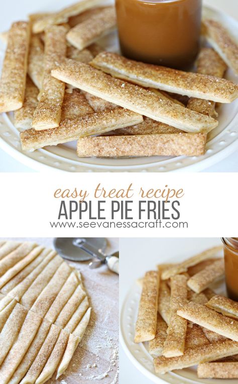 Apple Pie Fries Recipe, Dessert Fries, Apple Pie Fries, Pie Fries, Apple Fries, Fried Apple Pies, Cinnamon Apple Pie, Easy Treat, Baked Apple Pie