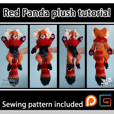 Red Panda Plush, Sewing Plush, Plush Craft, Panda Plush, Instruções Origami, Cute Sewing Projects, Make 10, Plushie Patterns, Sewing Stuffed Animals