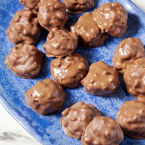 Pecan Caramel Clusters Recipe: How to Make It Almond Pecan Cashew Clusters, Carmel Chocolate Pecan Clusters, Chocolate Pecan Caramels, Pecan Carmel Clusters, Chocolate Caramel Pecan Clusters, Caramel Pecan Clusters Recipe, Pecan Clusters Recipe, Pecan Caramel Clusters, Caramel Clusters