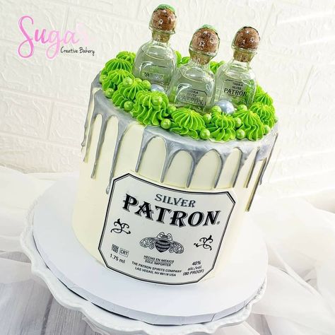 Tequila Patron Cake #sugarcreativebakery Patron Cake Birthday, Tequila Cake Design, Patron Cake, Tequila Cake, Happy Birthday Male, Cake 21st Birthday, Alcohol Birthday Cake, Liquor Cake, 19th Birthday Cakes