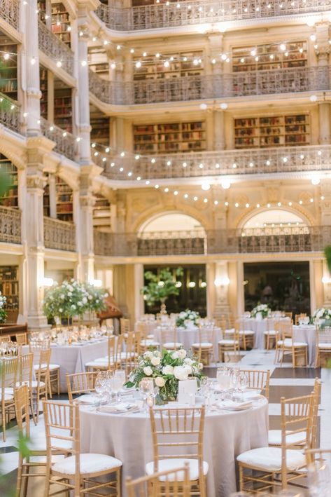 Library Wedding Reception, George Peabody Library, Wedding Venue Ideas, Coastal Wedding Venues, Peabody Library, Maryland Wedding Venues, Romantic Wedding Venue, Wedding Send Off, Library Wedding