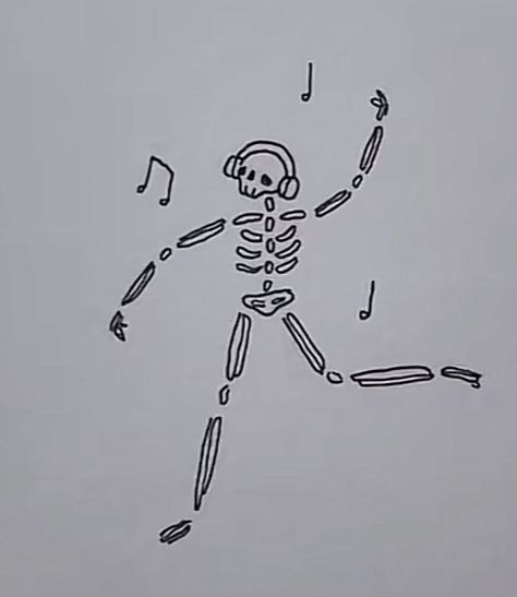 Cute Skeleton Doodle, Bumping Into Someone Drawing, Music Lover Tattoo, Calendar Doodles, Lover Tattoo, Art Inspired Tattoos, Learn To Tattoo, Beginner Tattoos, Grunge Tattoo