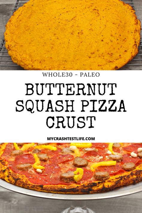 This Paleo and Whole30 Butternut Squash Pizza Crust is not only delicious but also very nutritious.  Keeping the ingredients simple, this pizza crust rivals any other gluten-free and paleo pizza crust on the market (including Trader Joe's Butternut Squash Pizza Crust).  Top with anything your heart desires for a perfectly healthy pizza. #glutenfree #dairyfree #paleo #keto #pizzacrust #easy #butternutsquash #healthypizza #paleopizza #dairyfreepizza #vegetablepizza Butternut Squash Pizza Crust, Whole30 Butternut Squash, Squash Pizza Crust, Gluten Free Pizza Crust Easy, Paleo Pizza Crust, Butternut Squash Pizza, Easy Pizza Crust, Squash Pizza, Dairy Free Pizza