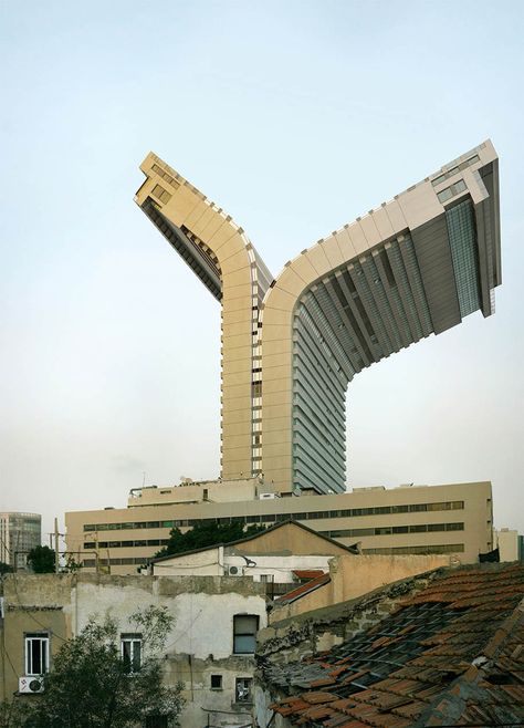 Victor Enrich Transforms Architectural Images Into Optical Illusions,© Victor Enrich Odd Architecture, Weird Buildings, Architecture Cool, Architecture Unique, Location Design, Car Shade, Creative Architecture, Unusual Buildings, Apartment Buildings