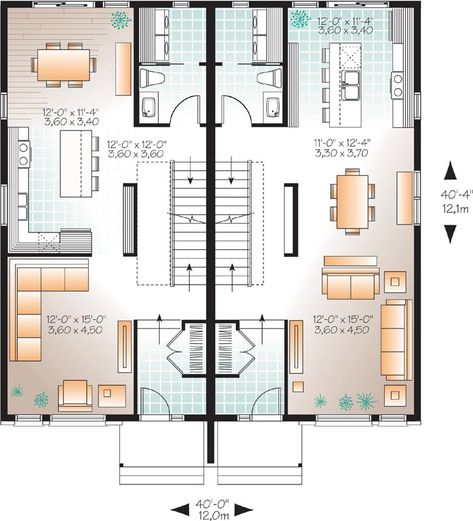 Modern House Plan - 5 Bedrooms, 2 Bath, 3172 Sq Ft Plan 5-1177 Condo Plan, Drummond House Plans, Modern House Floor Plans, Townhouse Designs, House Floor Design, Duplex House Plans, Home Design Floor Plans, Modern Style House Plans, Floor Plan Layout