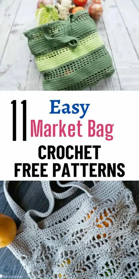 Pick from these 11 free crochet market bag free patterns to make an eco friendly reusable bag. They are a collection of tutorials for easy, aesthetic and durable totes perfect for your visit to the farmer's market or grocery store. Cotton Yarn Projects, Crochet Grocery Bag, Grocery Bag Pattern, Cotton Crochet Patterns, Shopping Bag Pattern, Crochet Free Patterns, Crochet Market, Crochet With Cotton Yarn, Crochet Fruit