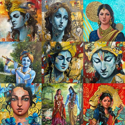 Mk Goyal Painting, Radha Painting, Paintings Oil, Indian Art Gallery, Sri Krishna, Celebrity Drawings, Krishna Radha Painting, Textured Canvas, Art Poster Design