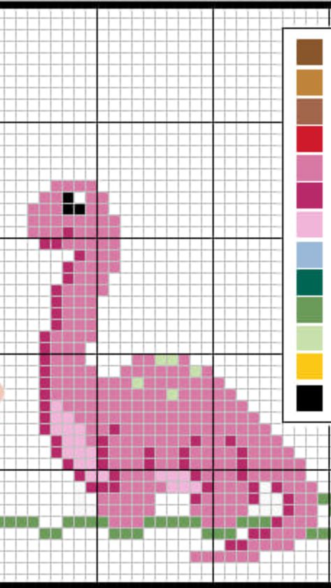 Counted Cross Stitch Dinosaur Patterns, Dinosaur Cross Stitch Patterns Charts, T Rex Cross Stitch Pattern, Perler Bead Dinosaur Pattern, Dino Cross Stitch Pattern, Dinosaur Cross Stitch Pattern Free, Dino Pixel Art, Knitting Charts Animal, Pixel Art Dinosaur