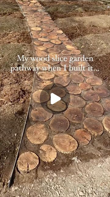 Briana Bosch on Instagram: "My review of this wood path:   Love. It. Is it meant to last forever? No. And the thing is, I’m ok with that! This wood path has been either loved or hated by a lot of people, with many not liking the fact that it will rot. As someone who is so indecisive in the garden and likes to change up layouts, I don’t mind that! I also really prefer wood in the garden as I want something that will return to the earth and is lower impact than metal or concrete.   This year I did treat it with the Japanese waterproofing method of shou sugi ban to help extend the life a bit, charring the outside of the wood. We have a video hitting YouTube tomorrow showing how we do it so head over there if you want to be notified when it’s up!  What do you think, would you want a wood pathw Tree Stump Pathway, Wood Round Pathway, Wood Walking Path, Tree Trunk Stepping Stones, Wood Slice Walkway, Wood Round Walkway, Sleeper Ideas For Garden, Wood Slice Pathway, Wood Pathways Walkways