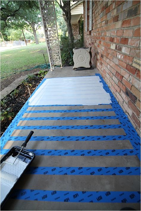 how to paint concrete_0028 Stenciling Concrete Porch, Concrete Front Porch Paint Ideas, Porch Floor Paint Colors Concrete, Painted Concrete Driveway Ideas, Painted Cement Porch, Painting Cement Porch, Concrete Painted Floors Outdoor, Painted Concrete Patio, Painted Cement Patio