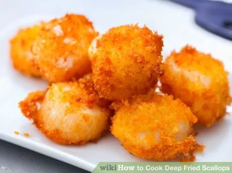 Image titled Cook Deep Fried Scallops Step 10 Deep Fried Scallops, Easy Scallop Recipes, Pan Fried Scallops, Fried Scallops, Yummy Dishes, Deep Fried Food, Shellfish Recipes, Scallop Recipes, Seafood Dinner