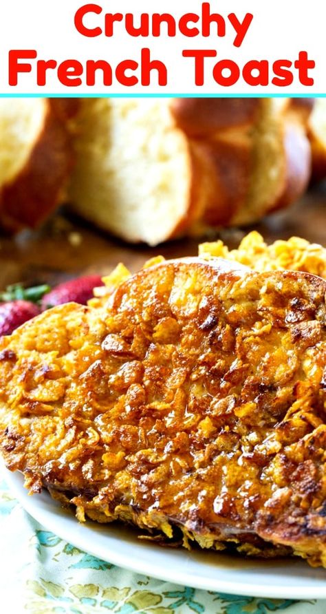 Crunchy French Toast #breakfast French Toast Receta, French Toast Without Milk, Crunchy French Toast, French Toast Toppings, Oven French Toast, Sourdough French Toast, Crockpot French Toast, Savoury French Toast, Creme Brulee French Toast