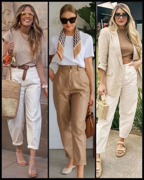 Outfits With White Pants, White Pants Outfit, Color Combos Outfit, Office Casual Outfit, Moda Chic, Casual Day Outfits, Elegante Casual, Europe Fashion, Women Over 50