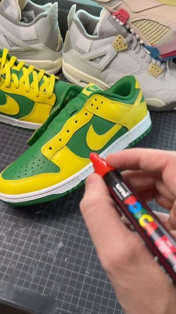 Reverse Brazil Dunks, Brazil Dunks, 2024 Shoes, Custom Sneakers Nike, Sneaker Nike, Off White Shoes, Shoe Inspo, 28 Days, Custom Sneakers