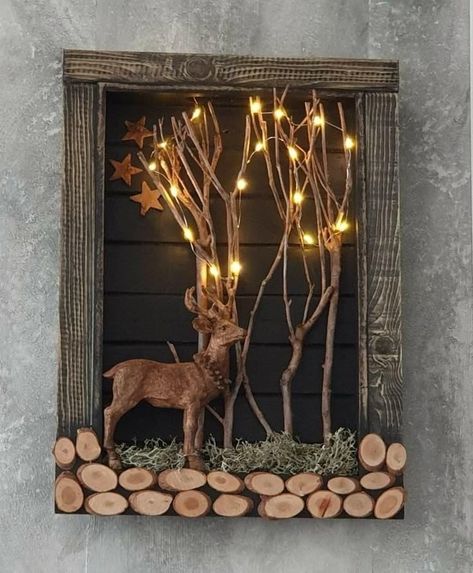 Tre Kunst, Christmas Shadow Boxes, Shadow Box Art, Ideas For Easter Decorations, Ideas For Easter, Driftwood Crafts, Easter Decorations Kids, Painting Inspo, Holiday Crafts Christmas