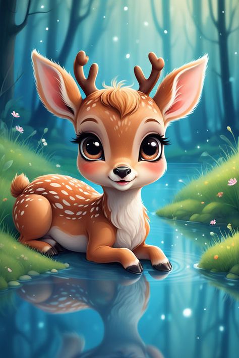 Eeyore Pictures, Deer Cartoon, Cute Small Animals, Animated Animals, Cute Animal Clipart, Deer Art, Art Gallery Wallpaper, Cute Cartoon Pictures, Dessin Adorable