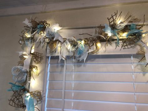 Excited to share this item from my #etsy shop: Lighted Aqua beach themed garland, Nautical decor. Nautical Christmas Decor, Coastal Garland, Seashell Garland, Beach Christmas Decorations, Garden String Lights, Coastal Christmas Decor, Aqua Beach, Beachy Christmas, Nautical Christmas