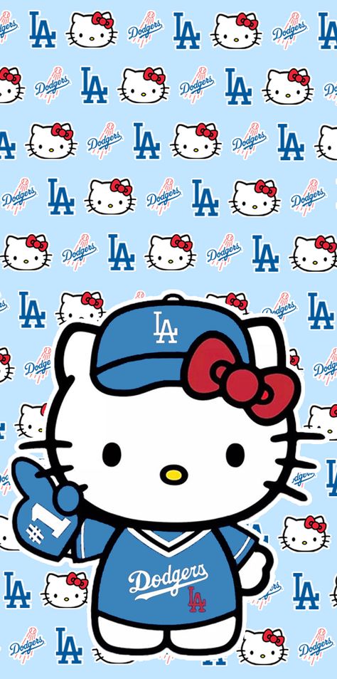 Dodger Blue Wallpaper, Hello Kitty La Dodgers, Dodger Ornaments, Dodgers Hello Kitty, Hello Kitty Baseball, Dodger Aesthetic, Dodger Wallpaper, Hello Kitty Dodgers, Dodgers Wallpaper Iphone