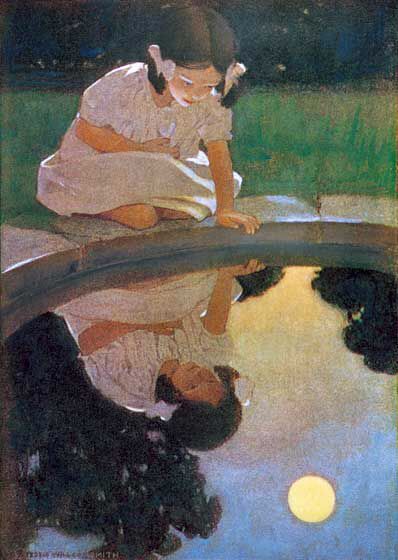 Jessie Willcox Smith, Reflection Painting, 동화 삽화, Reflection Art, Look At The Moon, Water Reflections, Ap Art, 영감을 주는 캐릭터, Childrens Illustrations