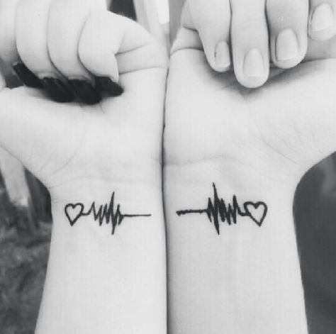 Heartbeat couple tattoos Heartbeat Tattoos, Couple Tattoos Love, Wedding Band Tattoo, Mom Daughter Tattoos, Best Couple Tattoos, Tattoo Couple, Cute Couple Tattoos, Relationship Tattoos, Couples Tattoo Designs