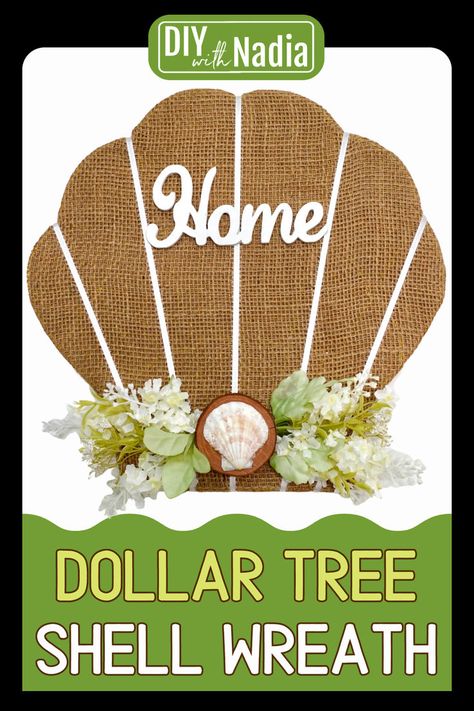 Dollar Tree SEA SHELL WREATH Form DIY Tutorials #seashell #wreath #nautical Dollar Tree Shell Wreath, Mermaid Wreaths, Sea Shell Wreath, Seashell Art Diy, Deco Mesh Wreaths Diy, Seashell Wreath, Nautical Wreath, Shell Wreath, Mesh Wreath Diy