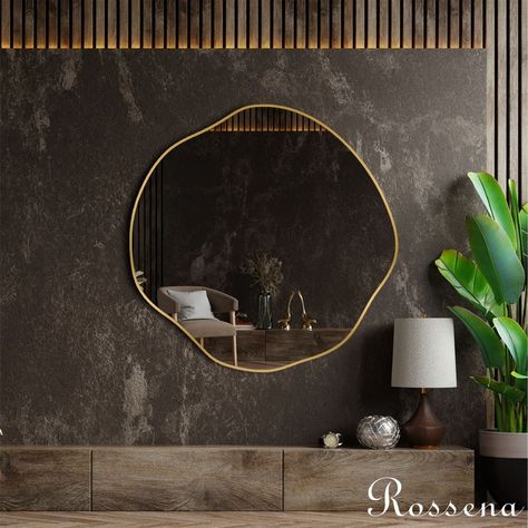 Wavy Circle Mirror, Abstract Wall Mirror, Aesthetic Wall Mirror, Gold Mirror, Home Decor, Livingroom Mirror, Living Room Mirror, - Etsy Round Mirror Living Room, Aesthetic Wall Mirror, Wall Mirror Aesthetic, Livingroom Mirror, Mirror Abstract, Entrance Mirror, Mirror Living Room, Living Room Mirror, Round Gold Mirror