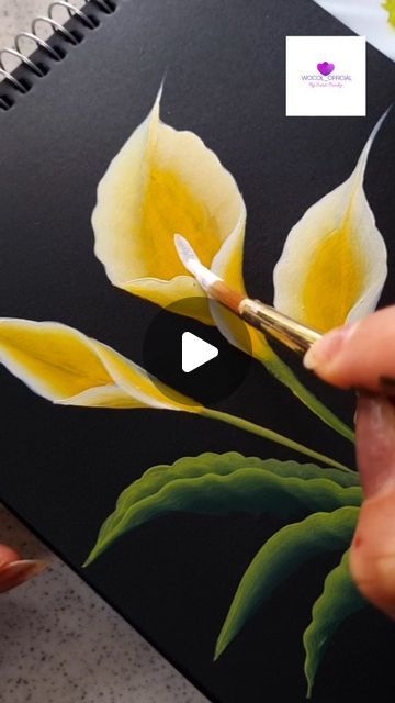 Calla Lily Painting, Painting Flowers Tutorial, Lilly Flower, Lily Painting, Watercolor Flower Art, Painting Flowers, Learn Art, Aesthetic Aesthetic, Painting Art Projects