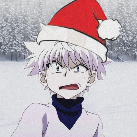 Killua Christmas Icon, Killua Christmas Pfp, Hisoka Christmas, Anime Xmas Icon, Killua Christmas, Christmas Pfps Anime, Hxh Christmas Pfp, Anime Pfp Christmas, Christmas Profile Pics