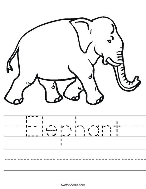 Elephant Worksheet - Twisty Noodle Elephant Worksheet, Spot The Difference Printable, Tracing Font, Nature Lessons, Creative Worksheets, Homework Worksheets, Twisty Noodle, Animal Worksheets, Holiday Lettering