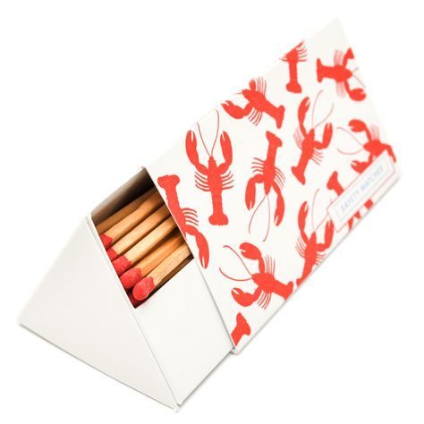 Quirky Packaging, Lobster Poster, Reusable Things, Box Of Matches, Minimalist Furniture Design, Letterpress Design, Match Boxes, Match Striker, Box Creative