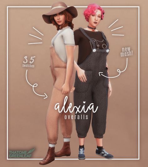 ~alexia overalls~ (clothing) | Patreon Sims 4 Expansions, Ts4 Cc, The Sims4, Sims 4 Cc, Feminine Outfit, Sims Cc, Sims 4, On Tumblr, Overalls