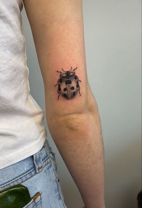 Ladybug Arm Tattoo, Ladybug Elbow Tattoo, Elbow Tattoos, Lady Bug, Print Tattoos, Tattoos And Piercings, Arm Tattoo, Paw Print Tattoo, Paw Print