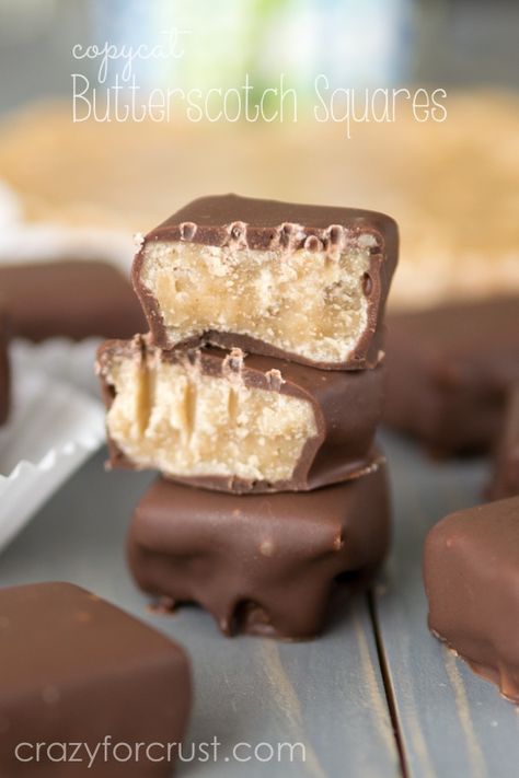 Butterscotch Squares Copycat Recipe | crazyforcrust.com | Just like the original! Butterscotch Squares, Chocolate Covered Candy, Shower Recipes, Butterscotch Recipes, Candy Creations, Candy Truffles, Christmas Candy Recipes, 50 Christmas, Homemade Candies