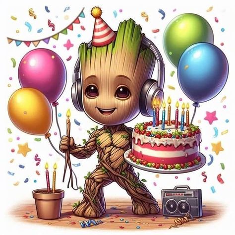 Groot Birthday Party Ideas, Groot Birthday, Groot Marvel, Cartoon Trees, Basket Wall Art, I Am Groot, Canvas Learning, Birthday Clipart, Superhero Wallpaper