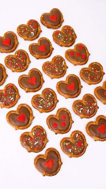 Pretzel Hearts Valentine Treats, Pretzel Chocolate Hearts, Valentine Chocolate Pretzels, Valentine Pretzel Treats, Heart Shaped Pretzels, Mini Chocolate Covered Pretzels, Heartstopper Snacks, Valentine’s Day Snack Ideas, Valentines Sales Ideas