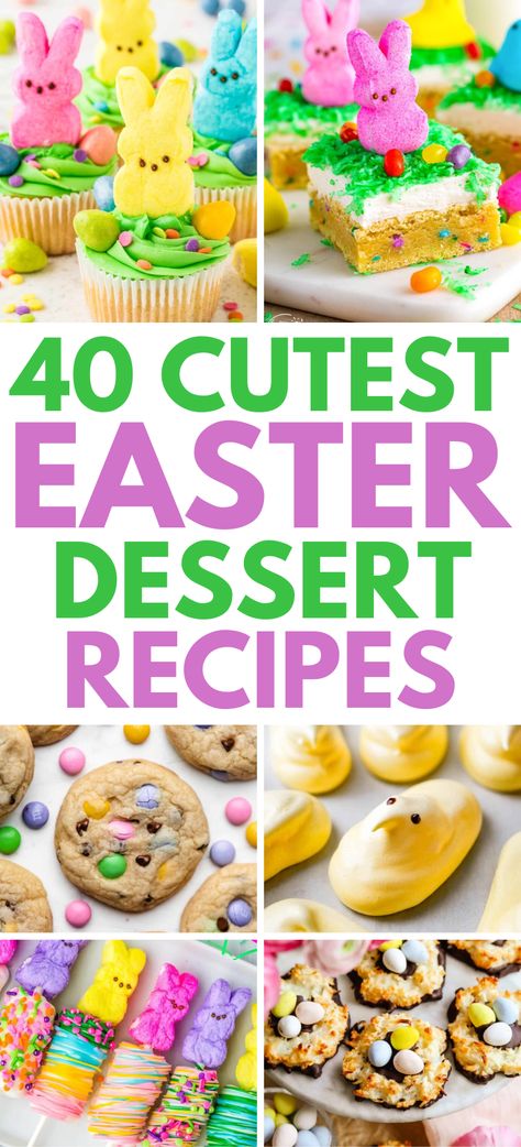 Find the best cute Easter dessert recipes and Easter treat ideas! Fun easy Easter desserts, Easter recipes dessert brunch ideas, Easter food, spring Easter dessert ideas, fun Easter desserts for kids to make. Dessert Recipes Easter, Easter Finger Food, Easter Desserts For Kids, Easter Themed Desserts, Easter Brunch Dessert, Easter Treat Ideas, Healthy Easter Dessert, Desserts Easter, Cute Easter Desserts